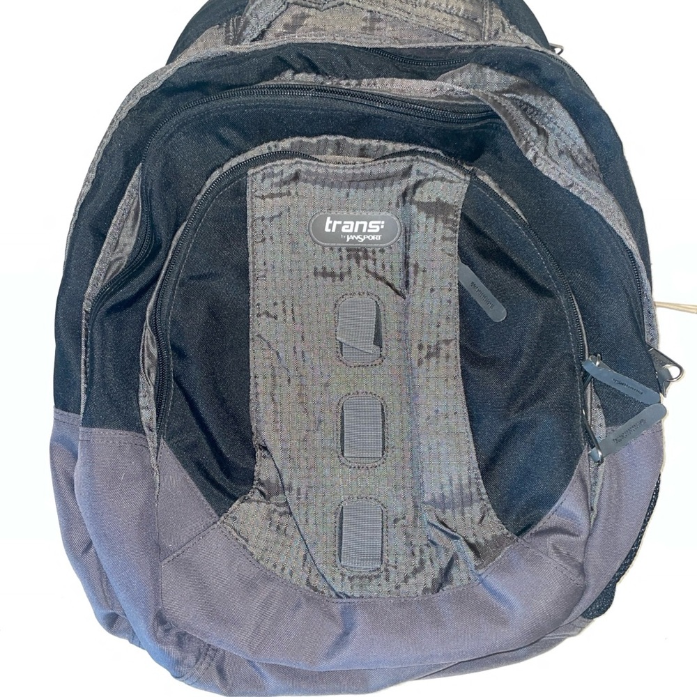 Jansport Trans Black & Grey Backpack w/laptop sleeve 12 x 9 x 18 GUC